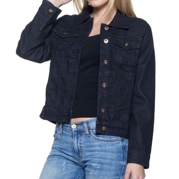 Deep Navy Stretch Jean Jacket - Picture 3 of 5